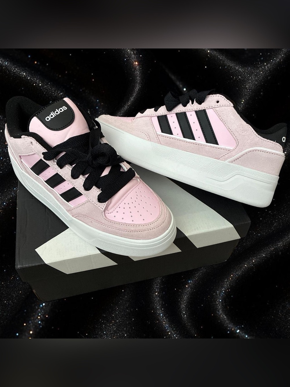 adidas Women's Low-Top Pink and Black Platform Sneaker